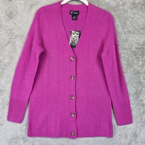 C by Bloomingdale's Sweater Womens Small Pink Cashmere Cardigan Cherry Blossom
